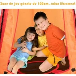 COSTWAY Balançoire Nid D’Oiseau Ø100CM Avec Tente Charge Maximal 150KG Pour Enfants Et Adultes Hauteur Réglable De 100 à 160CM Orange -Pas Cher Clair Jardin Magasin 55462542 3