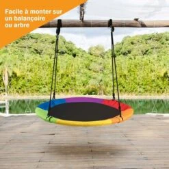 COSTWAY Balançoire Nid D’Oiseau Rond 100 CM De Diamètre Pour Arbre Supporté De Charge Maximale 150 KG Extérieur Multicolore