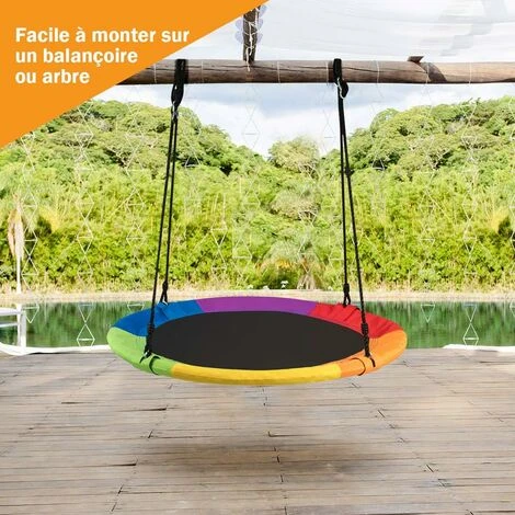 COSTWAY Balançoire Nid D’Oiseau Rond 100 CM De Diamètre Pour Arbre Supporté De Charge Maximale 150 KG Extérieur Multicolore 1 COSTWAY Balançoire Nid D’Oiseau Rond 100 CM De Diamètre Pour Arbre Supporté De Charge Maximale 150 KG Extérieur Multicolore