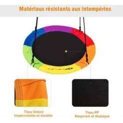 COSTWAY Balançoire Nid D’Oiseau Rond 100 CM De Diamètre Pour Arbre Supporté De Charge Maximale 150 KG Extérieur Multicolore 7 COSTWAY Balançoire Nid D’Oiseau Rond 100 CM De Diamètre Pour Arbre Supporté De Charge Maximale 150 KG Extérieur Multicolore -Pas Cher Clair Jardin Magasin 55464148 3
