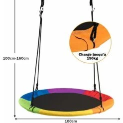COSTWAY Balançoire Nid D’Oiseau Rond 100 CM De Diamètre Pour Arbre Supporté De Charge Maximale 150 KG Extérieur Multicolore 8 COSTWAY Balançoire Nid D’Oiseau Rond 100 CM De Diamètre Pour Arbre Supporté De Charge Maximale 150 KG Extérieur Multicolore -Pas Cher Clair Jardin Magasin 55464148 4