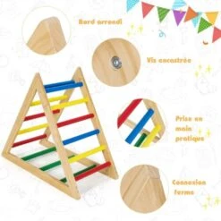 COSTWAY Échelle Triangle D'Escalade à 3 Niveaux En Bois De Pin Pour Les Enfants De 3 à 7 Ans Capacité 35 Kg Pour Salon,Salle De Jeux 8 COSTWAY Échelle Triangle D'Escalade à 3 Niveaux En Bois De Pin Pour Les Enfants De 3 à 7 Ans Capacité 35 Kg Pour Salon,Salle De Jeux -Pas Cher Clair Jardin Magasin 55552753 4