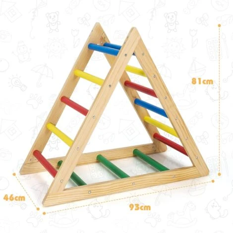 COSTWAY Échelle Triangle D'Escalade à 3 Niveaux En Bois De Pin Pour Les Enfants De 3 à 7 Ans Capacité 35 Kg Pour Salon,Salle De Jeux 5 COSTWAY Échelle Triangle D'Escalade à 3 Niveaux En Bois De Pin Pour Les Enfants De 3 à 7 Ans Capacité 35 Kg Pour Salon,Salle De Jeux – Image 5
