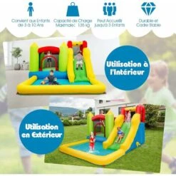 DREAMADE Château Gonflable Pour Enfants, Aire De Jeux Gonflable Avec Trampoline, Toboggan Aquatique, Mur D’Escalade Et Piscine, Accessoires Riches, Pour Enfants De 3 à 10 Ans, Gonfleur Non Inclus -Pas Cher Clair Jardin Magasin 56476537 3