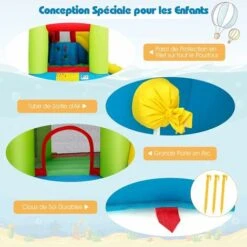 DREAMADE Château Gonflable Pour Enfants, Aire De Jeux Gonflable Avec Trampoline, Toboggan Aquatique, Mur D’Escalade Et Piscine, Accessoires Riches, Pour Enfants De 3 à 10 Ans, Gonfleur Non Inclus -Pas Cher Clair Jardin Magasin 56476537 4