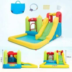 DREAMADE Château Gonflable Pour Enfants, Aire De Jeux Gonflable Avec Trampoline, Toboggan Aquatique, Mur D’Escalade Et Piscine, Accessoires Riches, Pour Enfants De 3 à 10 Ans, Gonfleur Non Inclus -Pas Cher Clair Jardin Magasin 56476537 5