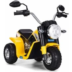DREAMADE Moto Electrique Rechargeable 6V Pour Enfants Avec Moteur De 20W, Véhicule Tricycle Electrique Pour Enfants De 3 à 5 Ans Avec Phare Et Avertisseur, Capacité De Charge 20KG (Jaune)