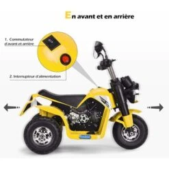 DREAMADE Moto Electrique Rechargeable 6V Pour Enfants Avec Moteur De 20W, Véhicule Tricycle Electrique Pour Enfants De 3 à 5 Ans Avec Phare Et Avertisseur, Capacité De Charge 20KG (Jaune) -Pas Cher Clair Jardin Magasin 56476696 3