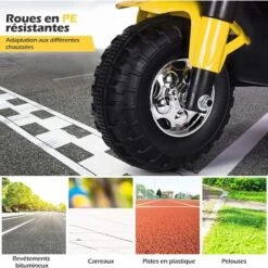 DREAMADE Moto Electrique Rechargeable 6V Pour Enfants Avec Moteur De 20W, Véhicule Tricycle Electrique Pour Enfants De 3 à 5 Ans Avec Phare Et Avertisseur, Capacité De Charge 20KG (Jaune) -Pas Cher Clair Jardin Magasin 56476696 4