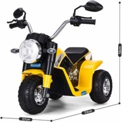DREAMADE Moto Electrique Rechargeable 6V Pour Enfants Avec Moteur De 20W, Véhicule Tricycle Electrique Pour Enfants De 3 à 5 Ans Avec Phare Et Avertisseur, Capacité De Charge 20KG (Jaune) -Pas Cher Clair Jardin Magasin 56476696 5