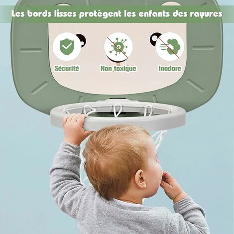 DREAMADE Support De Basketball Pour Enfants 3-en-1 Avec But De Foot Et Clubs De Golf, Panier De Basket Réglable En Hauteur De 77 CM à 116 CM Avec Basket / Football / Golf, Enfants 2 Ans+ (Lion, Vert) 4 DREAMADE Support De Basketball Pour Enfants 3-en-1 Avec But De Foot Et Clubs De Golf, Panier De Basket Réglable En Hauteur De 77 CM à 116 CM Avec Basket / Football / Golf, Enfants 2 Ans+ (Lion, Vert) – Image 4