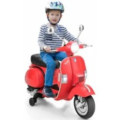 DREAMADE Moto Électrique Pour Enfant Avec Phare Lumineux Et Musique, Moto Pour Enfant 3-8 Ans Avec 2 Roues Auxiliaires, Bouton Avant/Arrière, Rétroviseur, Capacité Max 25 KG (Rouge)