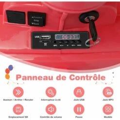 DREAMADE Moto Électrique Pour Enfant Avec Phare Lumineux Et Musique, Moto Pour Enfant 3-8 Ans Avec 2 Roues Auxiliaires, Bouton Avant/Arrière, Rétroviseur, Capacité Max 25 KG (Rouge) -Pas Cher Clair Jardin Magasin 56476790 4