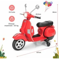 DREAMADE Moto Électrique Pour Enfant Avec Phare Lumineux Et Musique, Moto Pour Enfant 3-8 Ans Avec 2 Roues Auxiliaires, Bouton Avant/Arrière, Rétroviseur, Capacité Max 25 KG (Rouge) -Pas Cher Clair Jardin Magasin 56476790 5