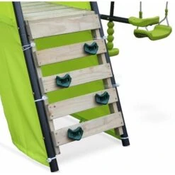 Balançoire 5 Agrès - Libeccio - Portique Avec 2 Balançoires. 1 Face à Face. 1 Toboggan. 1 Panier De Basket. 1 Mur D'escalade Et 1 Tente Tipi -Pas Cher Clair Jardin Magasin 5673774 3