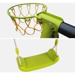 Balançoire 5 Agrès - Libeccio - Portique Avec 2 Balançoires. 1 Face à Face. 1 Toboggan. 1 Panier De Basket. 1 Mur D'escalade Et 1 Tente Tipi -Pas Cher Clair Jardin Magasin 5673774 5