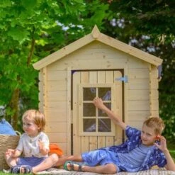 Cabane Enfant Exterieur 1m2 - Maisonnette En Bois Pour Enfants - Toit Vert - Cabane Bois Enfant 114x111xH121cm - SANS Plancher - Timbela M570Z-1