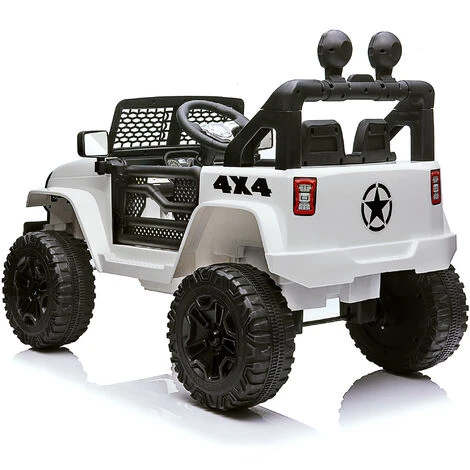 Voiture électrique 2 Places 12 V + Télécommande 2.4G, 2 Moteurs Pour Enfants 3 à 8 Ans, 3-5 Km/h Avec Klaxon, Lumières LED, Blanc 4 Voiture électrique 2 Places 12 V + Télécommande 2.4G, 2 Moteurs Pour Enfants 3 à 8 Ans, 3-5 Km/h Avec Klaxon, Lumières LED, Blanc – Image 4