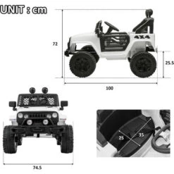 Voiture électrique 2 Places 12 V + Télécommande 2.4G, 2 Moteurs Pour Enfants 3 à 8 Ans, 3-5 Km/h Avec Klaxon, Lumières LED, Blanc 9 Voiture électrique 2 Places 12 V + Télécommande 2.4G, 2 Moteurs Pour Enfants 3 à 8 Ans, 3-5 Km/h Avec Klaxon, Lumières LED, Blanc -Pas Cher Clair Jardin Magasin 57271912 5