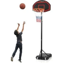COSTWAY Panier De Basket-Ball Sur Pied Hauteur Réglable 192–247 CM Support Portable De Basketball Sur Roulettes Pour Enfant/Adultes