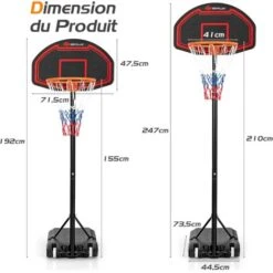 COSTWAY Panier De Basket-Ball Sur Pied Hauteur Réglable 192–247 CM Support Portable De Basketball Sur Roulettes Pour Enfant/Adultes -Pas Cher Clair Jardin Magasin 57715967 5