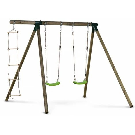 Portique Bois Timo - Avec 2 Balançoires Et 1 échelle De Corde. 1 Portique Bois Timo - Avec 2 Balançoires Et 1 échelle De Corde.
