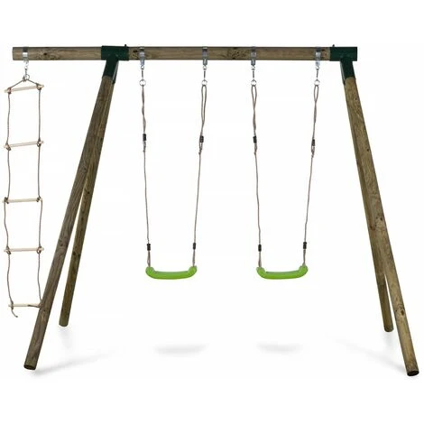 Portique Bois Timo - Avec 2 Balançoires Et 1 échelle De Corde. 2 Portique Bois Timo - Avec 2 Balançoires Et 1 échelle De Corde. – Image 2