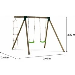 Portique Bois Timo - Avec 2 Balançoires Et 1 échelle De Corde. 7 Portique Bois Timo - Avec 2 Balançoires Et 1 échelle De Corde. -Pas Cher Clair Jardin Magasin 58226623 4