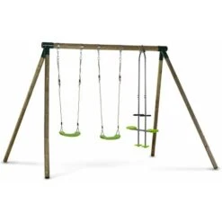 Portique Bois Lana - Avec 2 Balançoires Et 1 Vis-à-vis.