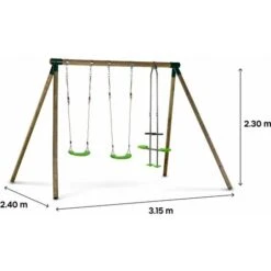 Portique Bois Lana - Avec 2 Balançoires Et 1 Vis-à-vis. -Pas Cher Clair Jardin Magasin 58226633 4