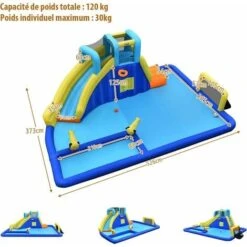 COSTWAY Château Gonflable 6 En 1 Avec Escalade Toboggan à Jet D'Eau Grande Piscine Cadre De Football/Basket-ball Sans Souffleur 9 COSTWAY Château Gonflable 6 En 1 Avec Escalade Toboggan à Jet D'Eau Grande Piscine Cadre De Football/Basket-ball Sans Souffleur -Pas Cher Clair Jardin Magasin 58265514 5
