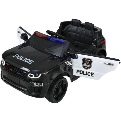 Voiture électrique De Police Pour Enfants, Véhicule 2 Places 3-5 Km/h 12 V Pour Enfants 3-8 Ans, Noir 3 Voiture électrique De Police Pour Enfants, Véhicule 2 Places 3-5 Km/h 12 V Pour Enfants 3-8 Ans, Noir – Image 3