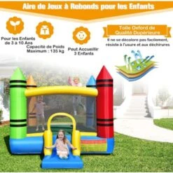 COSTWAY Château Gonflable Avec Toboggan Amusant Et Ouverture D'Entrée Sécurisée Intérieur&Extérieur Sans Souffleur -Pas Cher Clair Jardin Magasin 58758580 3