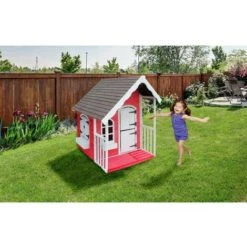 Maisonnette Ben - 122.5 X 130 X 140 Cm - Rouge/Blanc -Pas Cher Clair Jardin Magasin 59196059 2