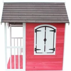 Maisonnette Ben - 122.5 X 130 X 140 Cm - Rouge/Blanc -Pas Cher Clair Jardin Magasin 59196059 4