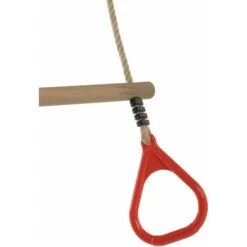 Trapèze En Bois Avec Anneaux De Gym Rouges -Pas Cher Clair Jardin Magasin 592438 3