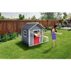 Maisonnette Dora - 170.5 X 138 X 132 Cm - Gris/Rouge -Pas Cher Clair Jardin Magasin 59670561 2