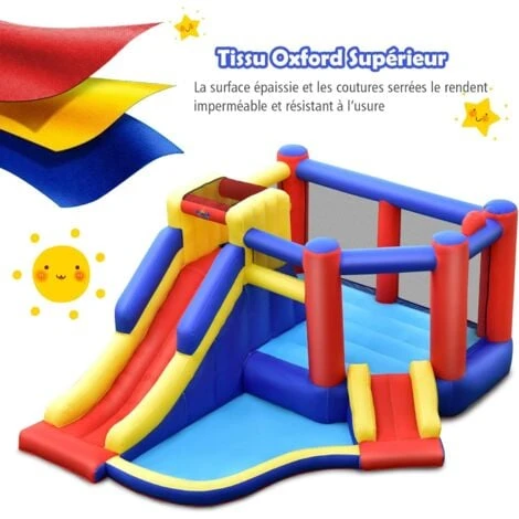 COSTWAY Château Gonflable Avec Long Toboggan,Trampoline,Piscine à Balles,Mur D'Escalade,Panier De Basket Sac Transport Sans Gonfleur 4 COSTWAY Château Gonflable Avec Long Toboggan,Trampoline,Piscine à Balles,Mur D'Escalade,Panier De Basket Sac Transport Sans Gonfleur – Image 4