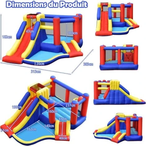 COSTWAY Château Gonflable Avec Long Toboggan,Trampoline,Piscine à Balles,Mur D'Escalade,Panier De Basket Sac Transport Sans Gonfleur 5 COSTWAY Château Gonflable Avec Long Toboggan,Trampoline,Piscine à Balles,Mur D'Escalade,Panier De Basket Sac Transport Sans Gonfleur – Image 5