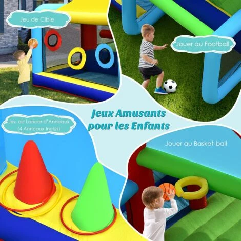 COSTWAY Château Gonflable Avec Auvent Double Toboggan Piscine à Balles But De Football Jeu De Cible Lancer D'Anneaux Sans Gonfleur 5 COSTWAY Château Gonflable Avec Auvent Double Toboggan Piscine à Balles But De Football Jeu De Cible Lancer D'Anneaux Sans Gonfleur – Image 5