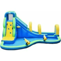 RELAX4LIFE Château Gonflable Pour Enfants Avec Toboggan, Piscine, Mur D’Escalade, Aire De Jeux Aquatique Avec Accessoires Et Divertissements Multiples Pour Enfants Plus De 3 Ans, Gonfleur Non Inclus -Pas Cher Clair Jardin Magasin 60464598 2