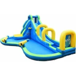 RELAX4LIFE Château Gonflable Pour Enfants Avec Toboggan, Piscine, Mur D’Escalade, Aire De Jeux Aquatique Avec Accessoires Et Divertissements Multiples Pour Enfants Plus De 3 Ans, Gonfleur Non Inclus -Pas Cher Clair Jardin Magasin 60464598 3