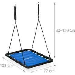 Relaxdays Balançoire Nid D’oiseau, Enfants Et Adultes, Charge Maximum 100 kg, Rectangulaire, LxP : 103x77 cm, Bleu -Pas Cher Clair Jardin Magasin 61314505 4