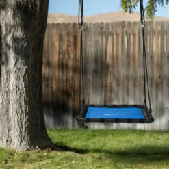 Relaxdays Balançoire Nid D’oiseau, Enfants Et Adultes, Charge Maximum 100 kg, Rectangulaire, LxP : 103x77 cm, Bleu -Pas Cher Clair Jardin Magasin 61314505 5