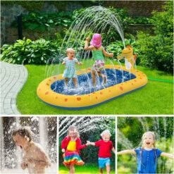 Piscine Gonflable Enfant Aire De Jeux, Jouets Tapis D'arrosage Extérieur Garçons Filles Tapis De Jeu De Salon Pour 4 5 6 Ans Garçons Filles170x103x65CM（Dinosaures） -Pas Cher Clair Jardin Magasin 62389690 4