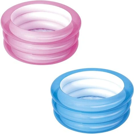 Piscinette Pataugeoire Ronde 3 Boudins Avec Fond Gonflable 70 X 30 Cm, 2 Couleurs Assorties(Bleu+Rose) 1 Piscinette Pataugeoire Ronde 3 Boudins Avec Fond Gonflable 70 X 30 Cm, 2 Couleurs Assorties(Bleu+Rose)