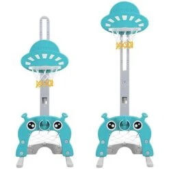 Panier De Basket Pour Enfant,3 En 1 Centre D'Activité Sportives Avec Basketball, Football, Hauteur Réglable, Rack De Jeu Cloud Bleu Clair -Pas Cher Clair Jardin Magasin 63937923 3