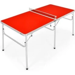 RELAX4LIFE Table De Ping-Pong Pliable Avec 2 Raquettes, Table De Tennis Portable Avec 2 Balles Et Filet Pour Intérieur/Extérieur, Armature En Alu Et 6 Pieds Antidérapants, 152X76X76CM, Rouge -Pas Cher Clair Jardin Magasin 64129678 5