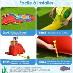 GOPLUS Château Gonflable Bateau Pirate, Aire De Jeux Gonflable Aquatique Avec Zone D’Escalade, Toboggan, Pistolets A Eau, Accessoires Riches, Pour Jardin, Cour, Plage 460 X 310 X 290 Cm -Pas Cher Clair Jardin Magasin 64155953 4