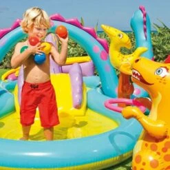 Piscine Gonflable Pour Enfants Aire De Jeux Intex 57135 Dinoland Play Center -Pas Cher Clair Jardin Magasin 6642036 5